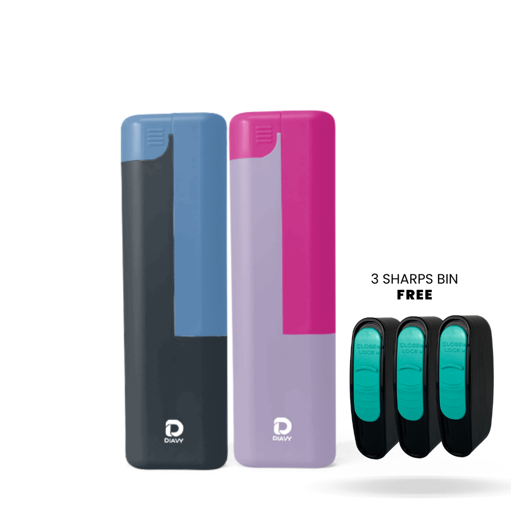 DIAVY Unique Two Pen & Needle Case Bundle + Free Sharps Bin